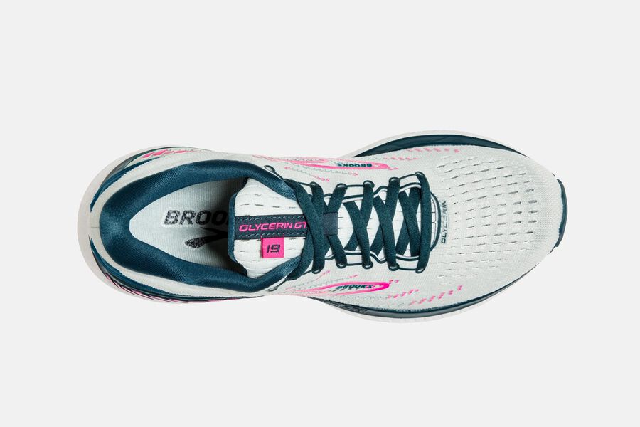 Brooks Israel Glycerin GTS 19 Road Running Shoes Womens - White/Pink - MEJ-728916